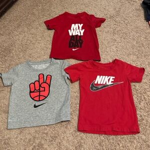 Set of 3 Toddler Boys Nike T shirts Gray Red 2T 3T Basketball Camouflage Swoosh